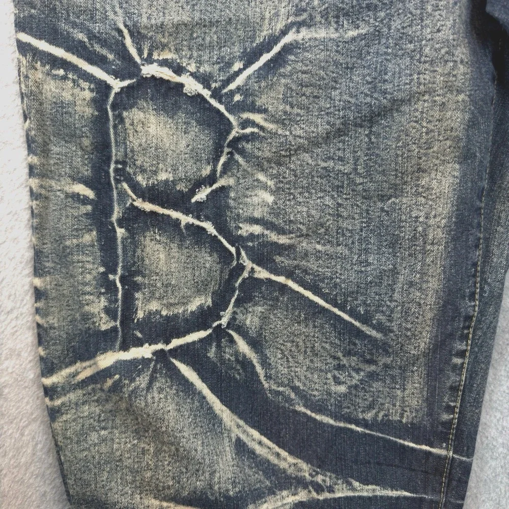 Vintage Y2K Brock Jeans Baggy Distressed Acid Washed Cropped Denim Hip Hop SZ 38